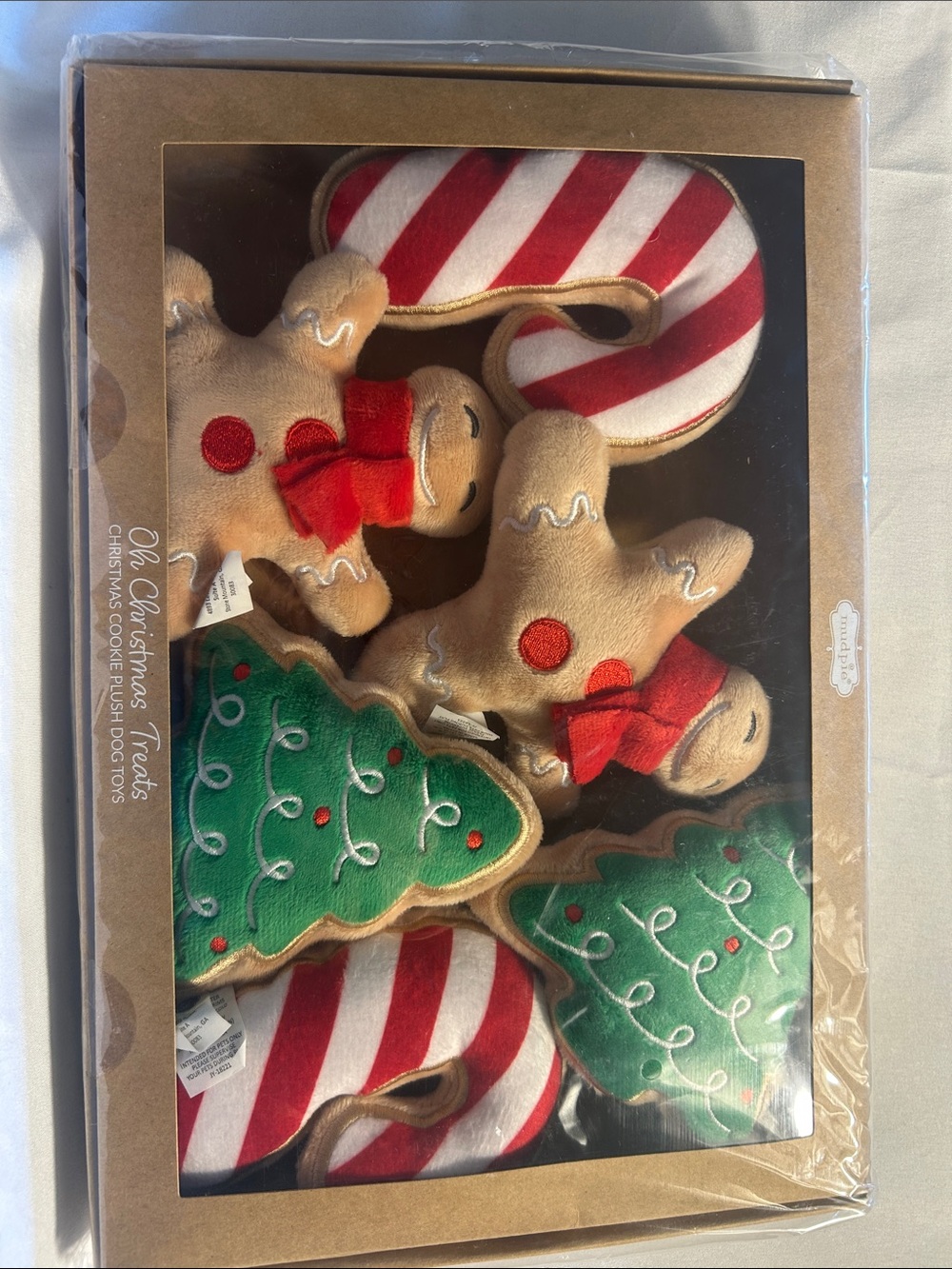 Mudpie Set of Six Holiday Christmas Plush Dog Toys